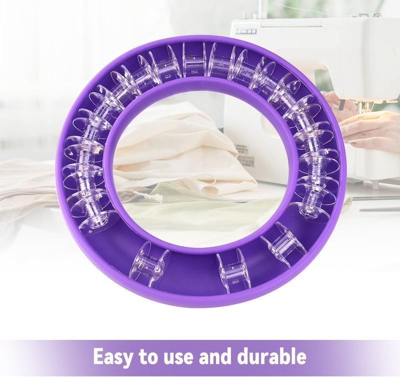 Bilkeru 1 Pcs Rubber Bobbin Holder, Round Sewing Bobbin Holder Supplies Organizer for Sewing Thread Machine Bobbins Case fit Metal, Plastic Sewing Machine Bobbins or Quilting Bobbins (Purple) - Image 2